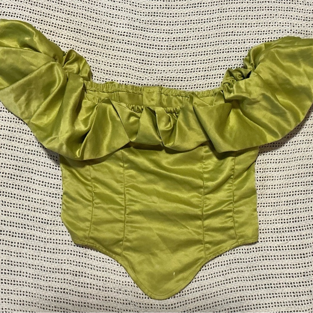 SHEIN Green Off-Shoulder Ruffle Top